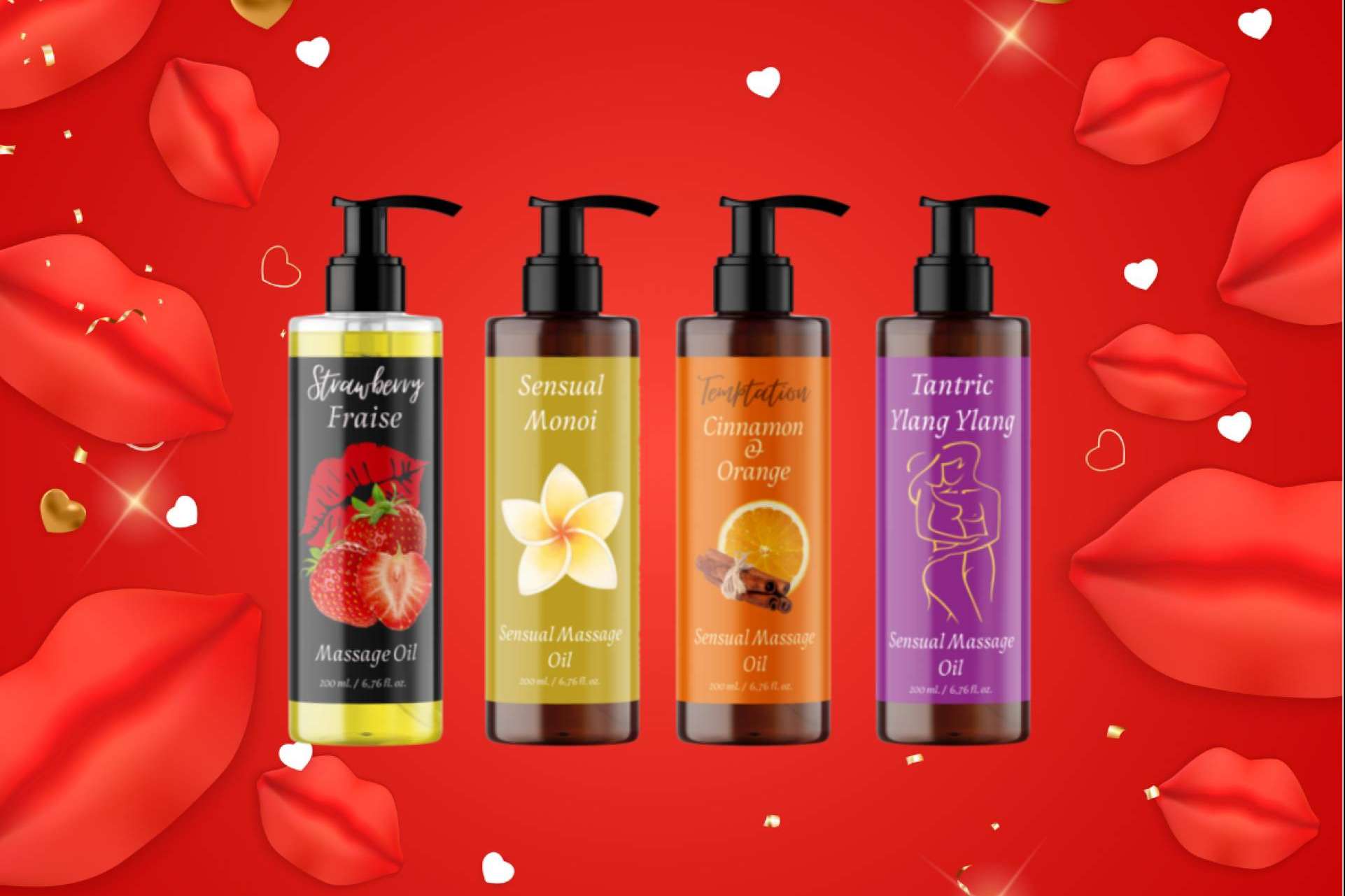 El regalo para San Valentín, aceites de masaje sensuales